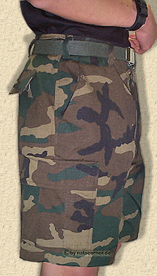 US-BDU Shorts in woodland-camo, in zwei Ausführungen.