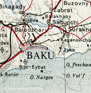 Baku Stadt......silk chart from 1952