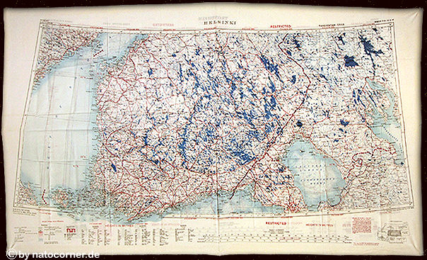 textile Luftfahrtkarte Helsinki von 1952
